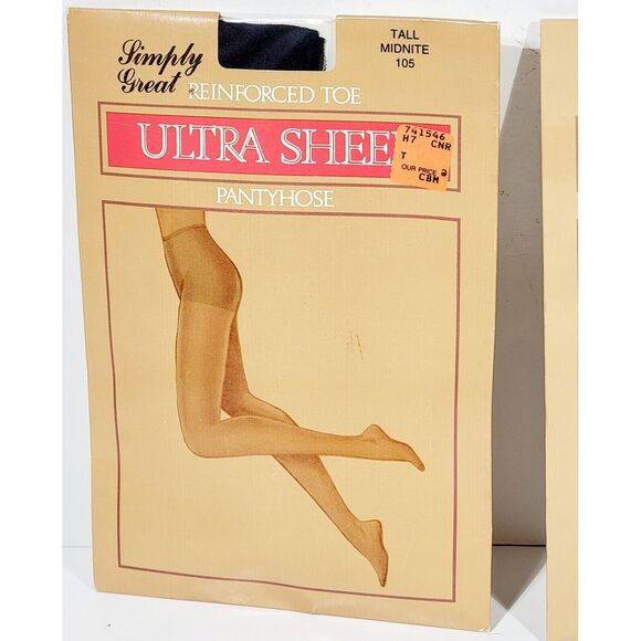 2 Simply Great Pantyhose Tall Midnite 105 Reinforced Toe Ultra Sheer Pantyhose - Picture 5 of 7